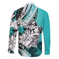 Polynesian Valentine Family Matching Summer Maxi Dress and Hawaiian Shirt Couple Floral Unique Turquoise Version LT01 - Polynesian Pride