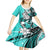 Polynesian Valentine Kid Short Sleeve Dress Couple Floral Unique Turquoise Version LT01 - Polynesian Pride