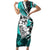 Polynesian Valentine Short Sleeve Bodycon Dress Couple Floral Unique Turquoise Version LT01 Long Dress Turquoise - Polynesian Pride