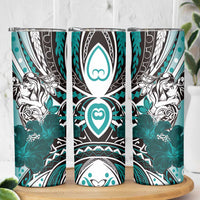 Polynesian Valentine Skinny Tumbler Couple Floral Unique Teal Version
