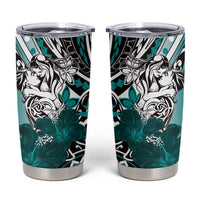 Polynesian Valentine Tumbler Cup Couple Floral Unique Teal Version LT01 Teal - Polynesian Pride