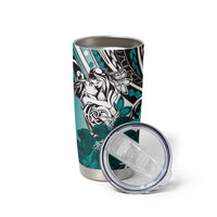 Polynesian Valentine Tumbler Cup Couple Floral Unique Teal Version LT01 - Polynesian Pride