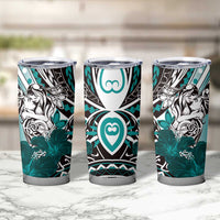 Polynesian Valentine Tumbler Cup Couple Floral Unique Teal Version LT01 - Polynesian Pride