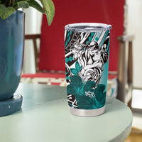 Polynesian Valentine Tumbler Cup Couple Floral Unique Teal Version LT01 - Polynesian Pride