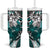 Polynesian Valentine Tumbler With Handle Couple Floral Unique Teal Version