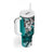 Polynesian Valentine Tumbler With Handle Couple Floral Unique Teal Version