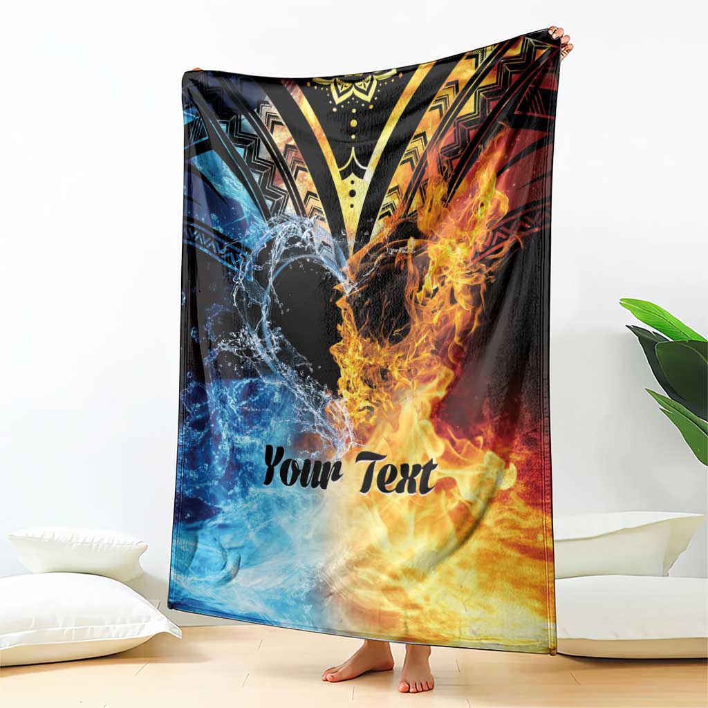 Personalised Polynesian Heart In Fire And Water Blanket Romantic Elements LT01 - Polynesian Pride