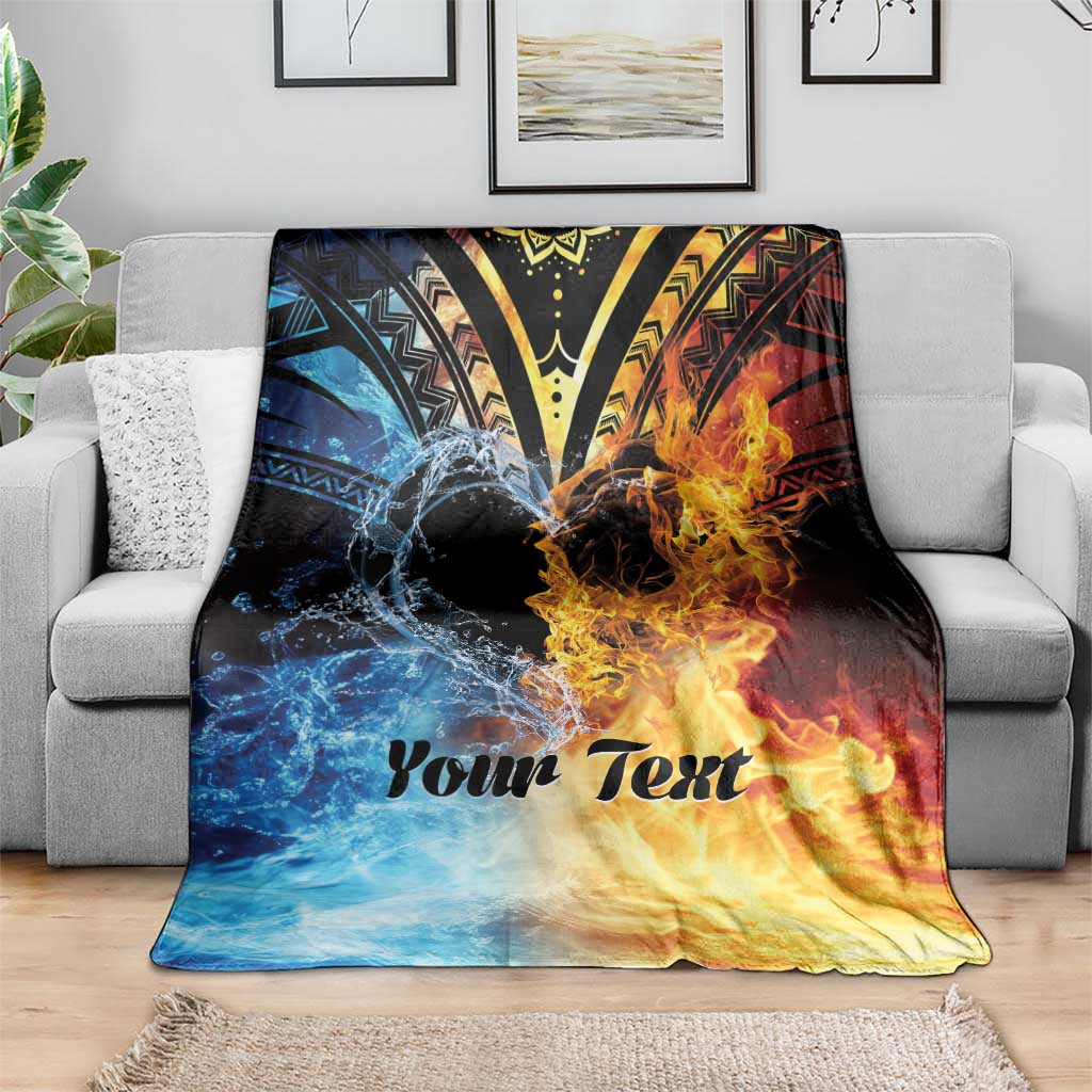 Personalised Polynesian Heart In Fire And Water Blanket Romantic Elements LT01 - Polynesian Pride