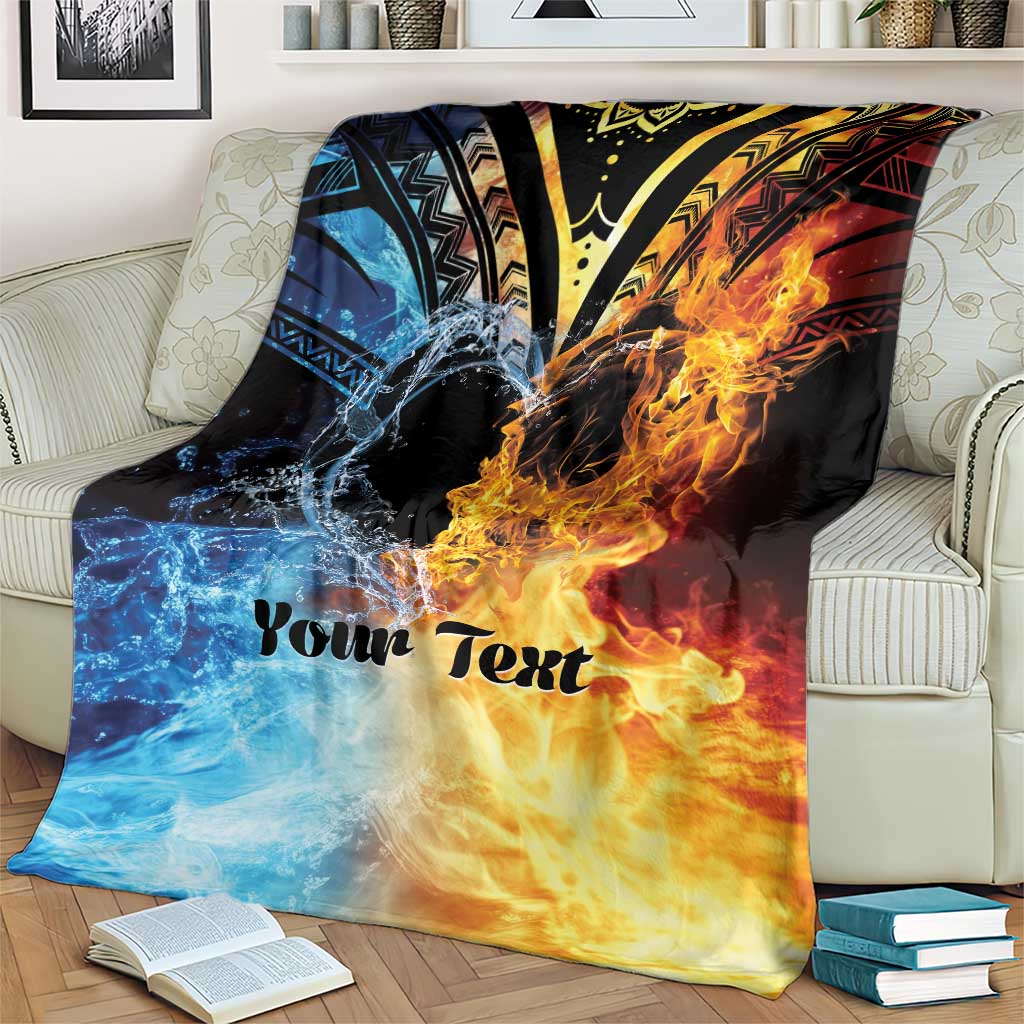 Personalised Polynesian Heart In Fire And Water Blanket Romantic Elements LT01 - Polynesian Pride