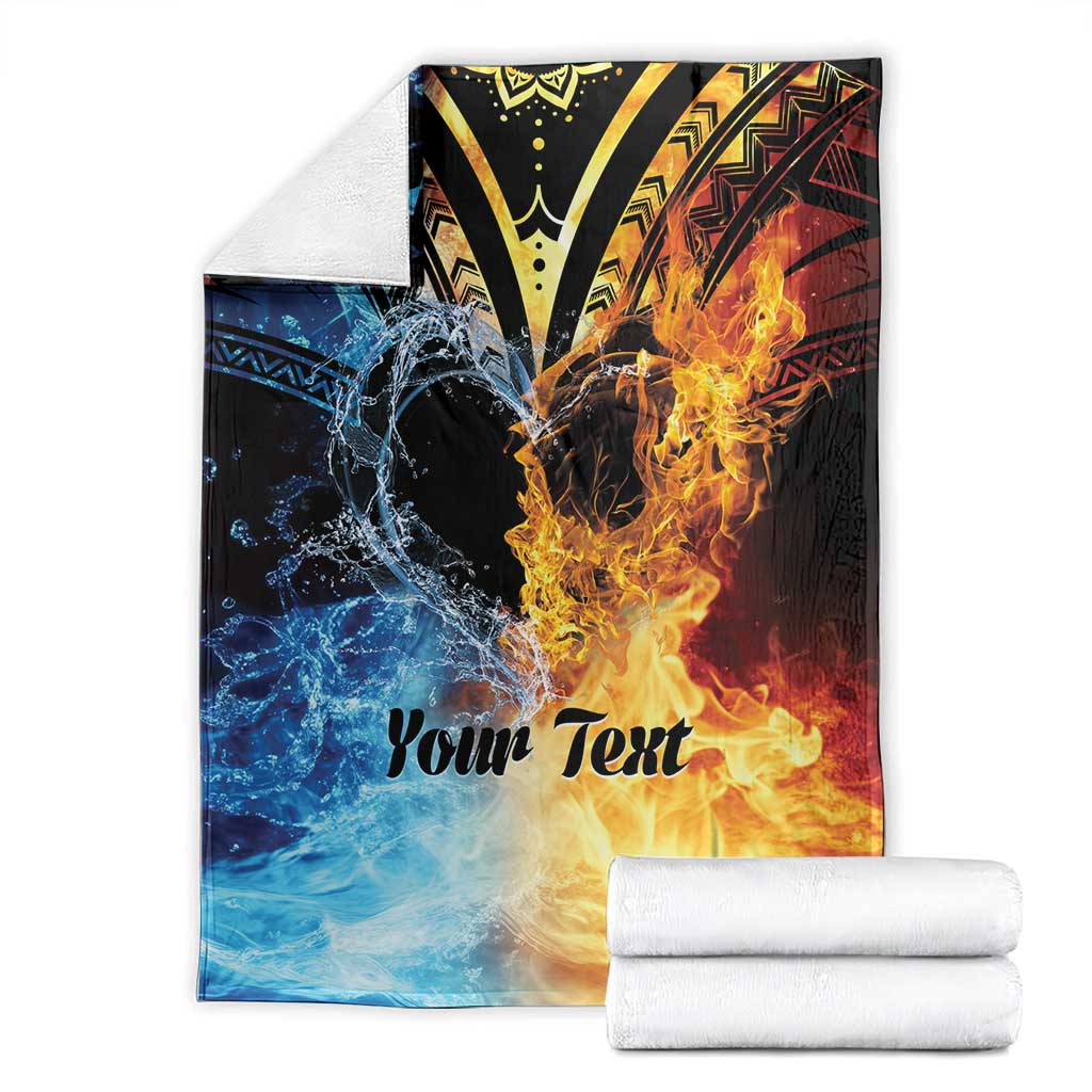 Personalised Polynesian Heart In Fire And Water Blanket Romantic Elements LT01 - Polynesian Pride