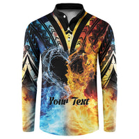Personalised Polynesian Heart In Fire And Water Button Sweatshirt Romantic Elements LT01 Colorful - Polynesian Pride