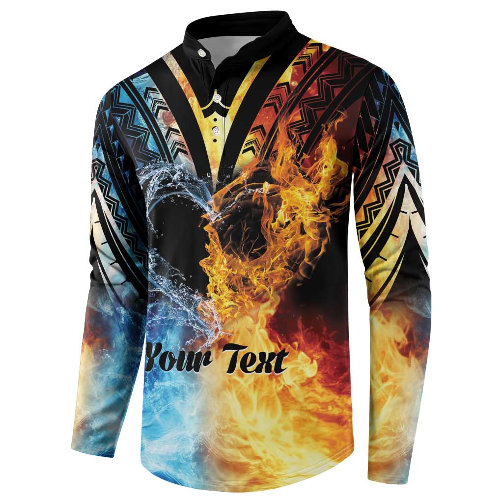 Personalised Polynesian Heart In Fire And Water Button Sweatshirt Romantic Elements LT01 - Polynesian Pride