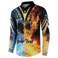 Personalised Polynesian Heart In Fire And Water Button Sweatshirt Romantic Elements LT01 - Polynesian Pride
