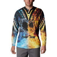 Personalised Polynesian Heart In Fire And Water Button Sweatshirt Romantic Elements LT01 - Polynesian Pride
