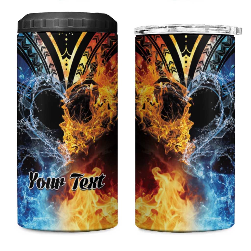 Personalised Polynesian Heart In Fire And Water 4 in 1 Can Cooler Tumbler Romantic Elements LT01 One Size: 16 oz Colorful - Polynesian Pride
