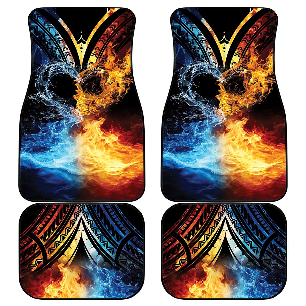 Personalised Polynesian Heart In Fire And Water Car Mats Romantic Elements LT01 - Polynesian Pride