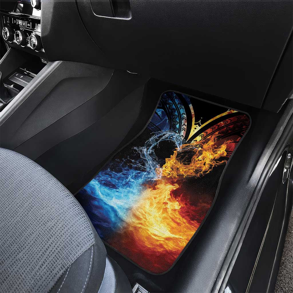 Personalised Polynesian Heart In Fire And Water Car Mats Romantic Elements LT01 - Polynesian Pride