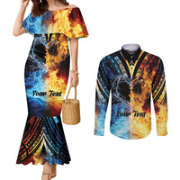Personalised Polynesian Heart In Fire And Water Couples Matching Mermaid Dress and Long Sleeve Button Shirt Romantic Elements