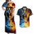 Personalised Polynesian Heart In Fire And Water Couples Matching Off Shoulder Maxi Dress and Hawaiian Shirt Romantic Elements