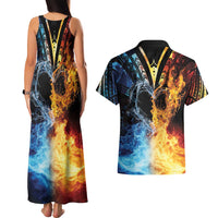 Personalised Polynesian Heart In Fire And Water Couples Matching Tank Maxi Dress and Hawaiian Shirt Romantic Elements