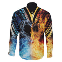 Personalised Polynesian Heart In Fire And Water Family Matching Short Sleeve Bodycon Dress and Hawaiian Shirt Romantic Elements