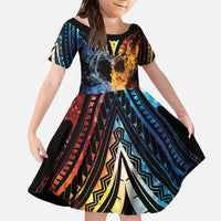 Personalised Polynesian Heart In Fire And Water Family Matching Tank Maxi Dress and Hawaiian Shirt Romantic Elements