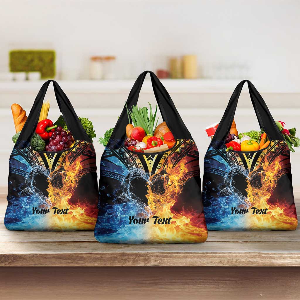 Polynesian Heart In Fire And Water Grocery Bag Romantic Elements LT01 3-pack One Size Colorful - Polynesian Pride