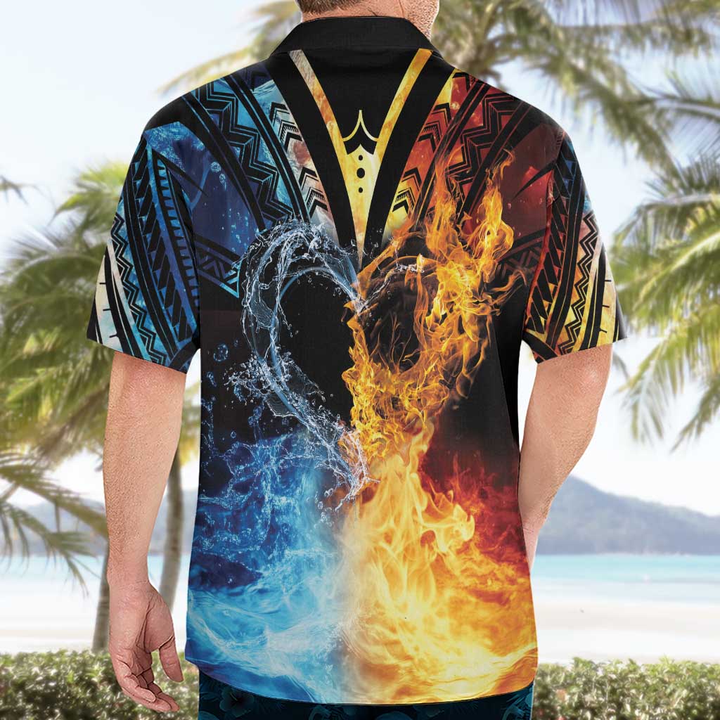 Personalised Polynesian Heart In Fire And Water Hawaiian Shirt Romantic Elements LT01 - Polynesian Pride