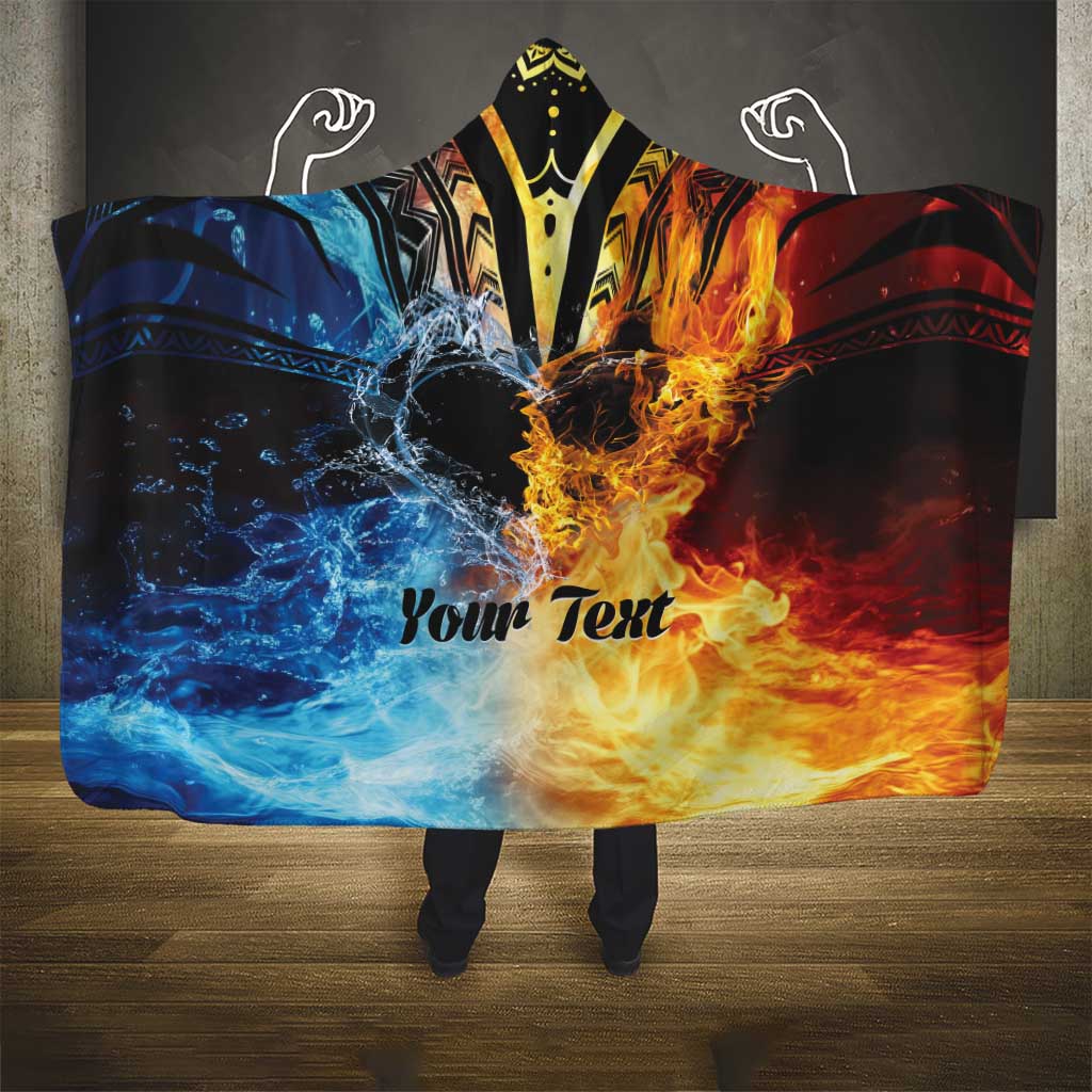 Personalised Polynesian Heart In Fire And Water Hooded Blanket Romantic Elements LT01 - Polynesian Pride