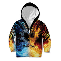 Personalised Polynesian Heart In Fire And Water Kid Hoodie Romantic Elements