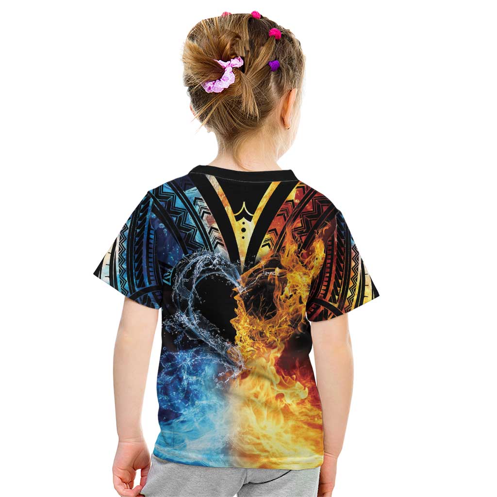 Personalised Polynesian Heart In Fire And Water Kid T Shirt Romantic Elements