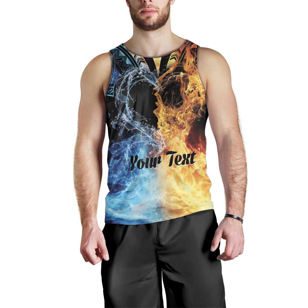 Personalised Polynesian Heart In Fire And Water Men Tank Top Romantic Elements LT01 - Polynesian Pride