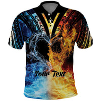 Personalised Polynesian Heart In Fire And Water Polo Shirt Romantic Elements