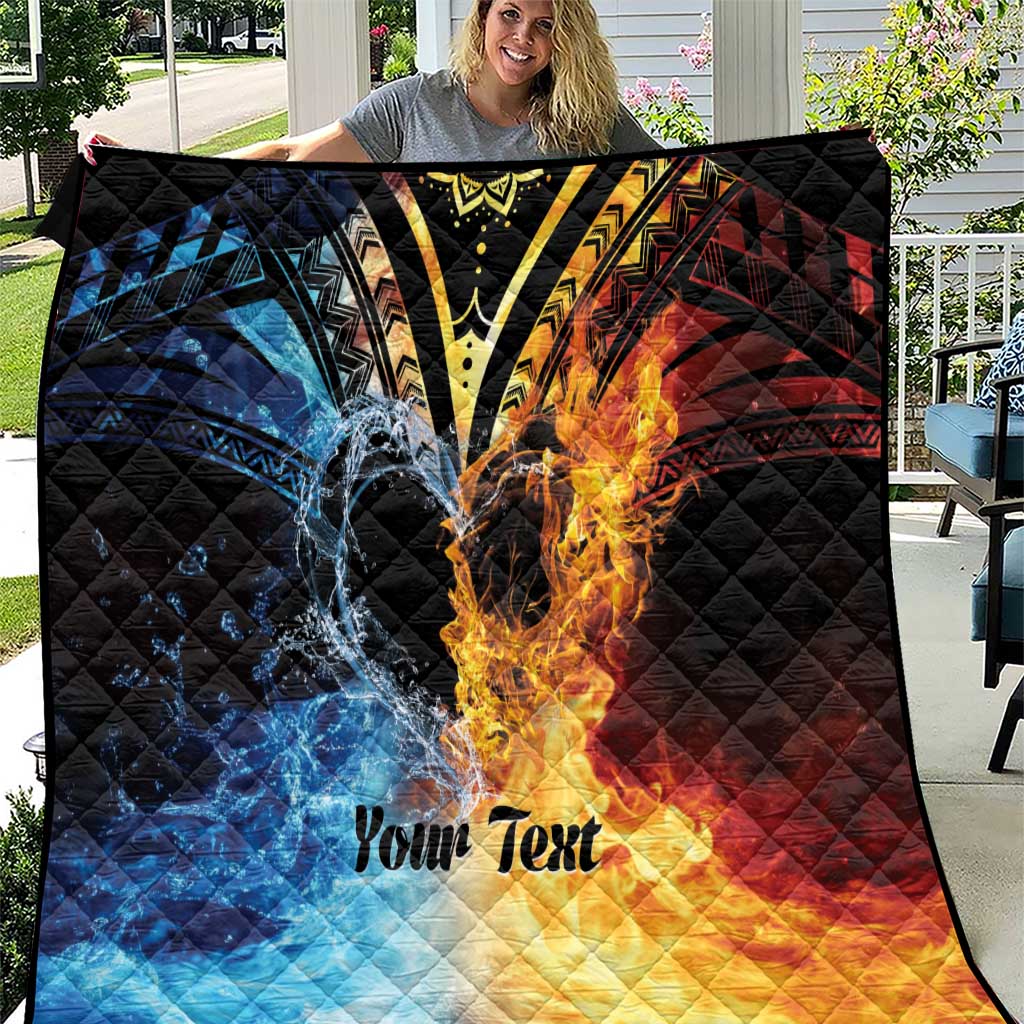 Personalised Polynesian Heart In Fire And Water Quilt Romantic Elements