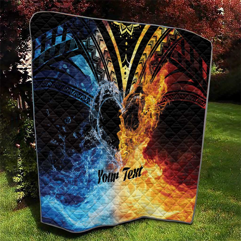Personalised Polynesian Heart In Fire And Water Quilt Romantic Elements