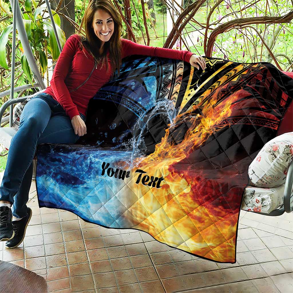 Personalised Polynesian Heart In Fire And Water Quilt Romantic Elements