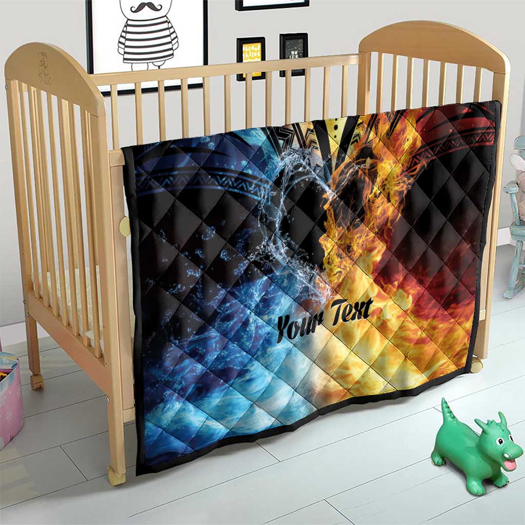 Personalised Polynesian Heart In Fire And Water Quilt Romantic Elements