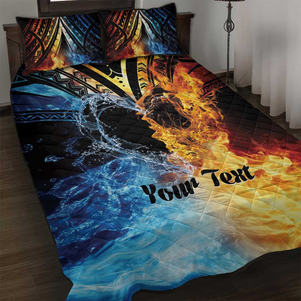 Personalised Polynesian Heart In Fire And Water Quilt Bed Set Romantic Elements LT01 Colorful - Polynesian Pride