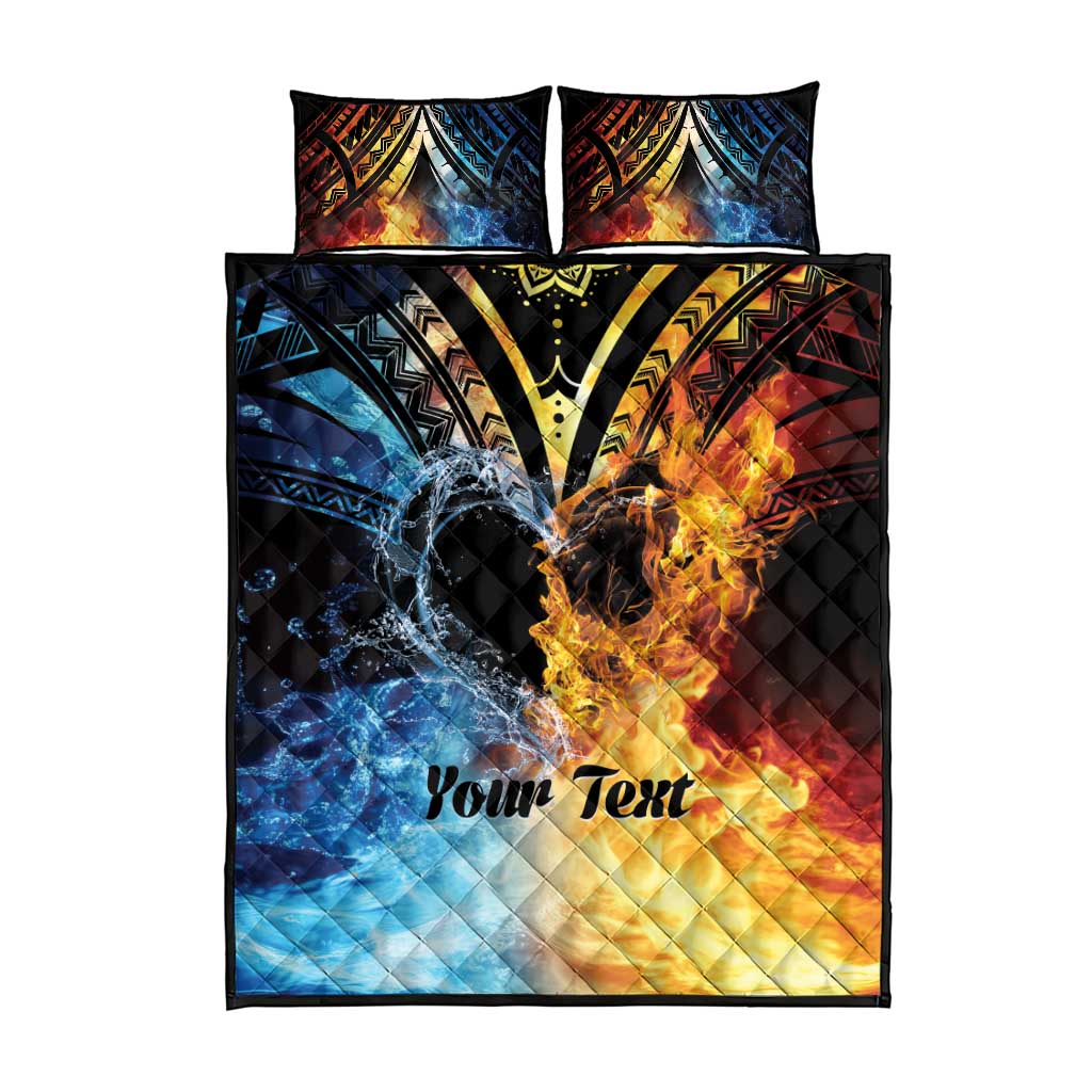 Personalised Polynesian Heart In Fire And Water Quilt Bed Set Romantic Elements LT01 - Polynesian Pride