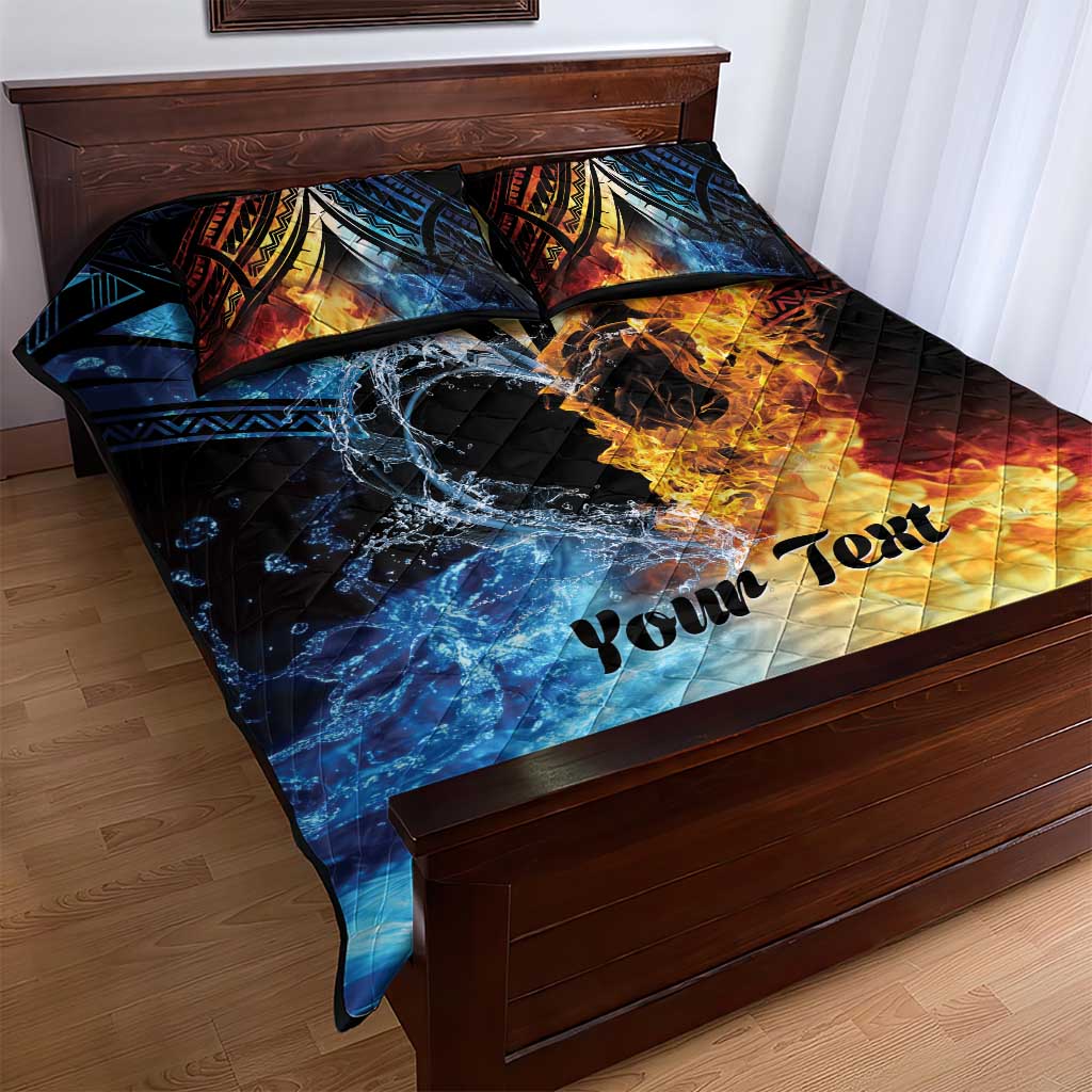 Personalised Polynesian Heart In Fire And Water Quilt Bed Set Romantic Elements LT01 - Polynesian Pride