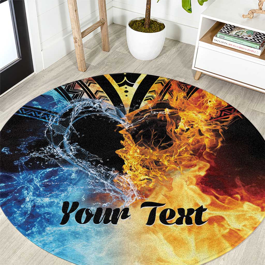 Personalised Polynesian Heart In Fire And Water Round Carpet Romantic Elements