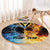 Personalised Polynesian Heart In Fire And Water Round Carpet Romantic Elements