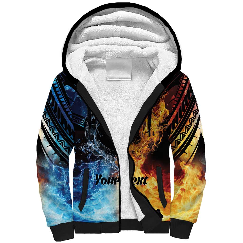Personalised Polynesian Heart In Fire And Water Sherpa Hoodie Romantic Elements LT01 Unisex Colorful - Polynesian Pride