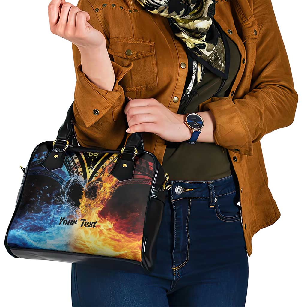 Personalised Polynesian Heart In Fire And Water Shoulder Handbag Romantic Elements