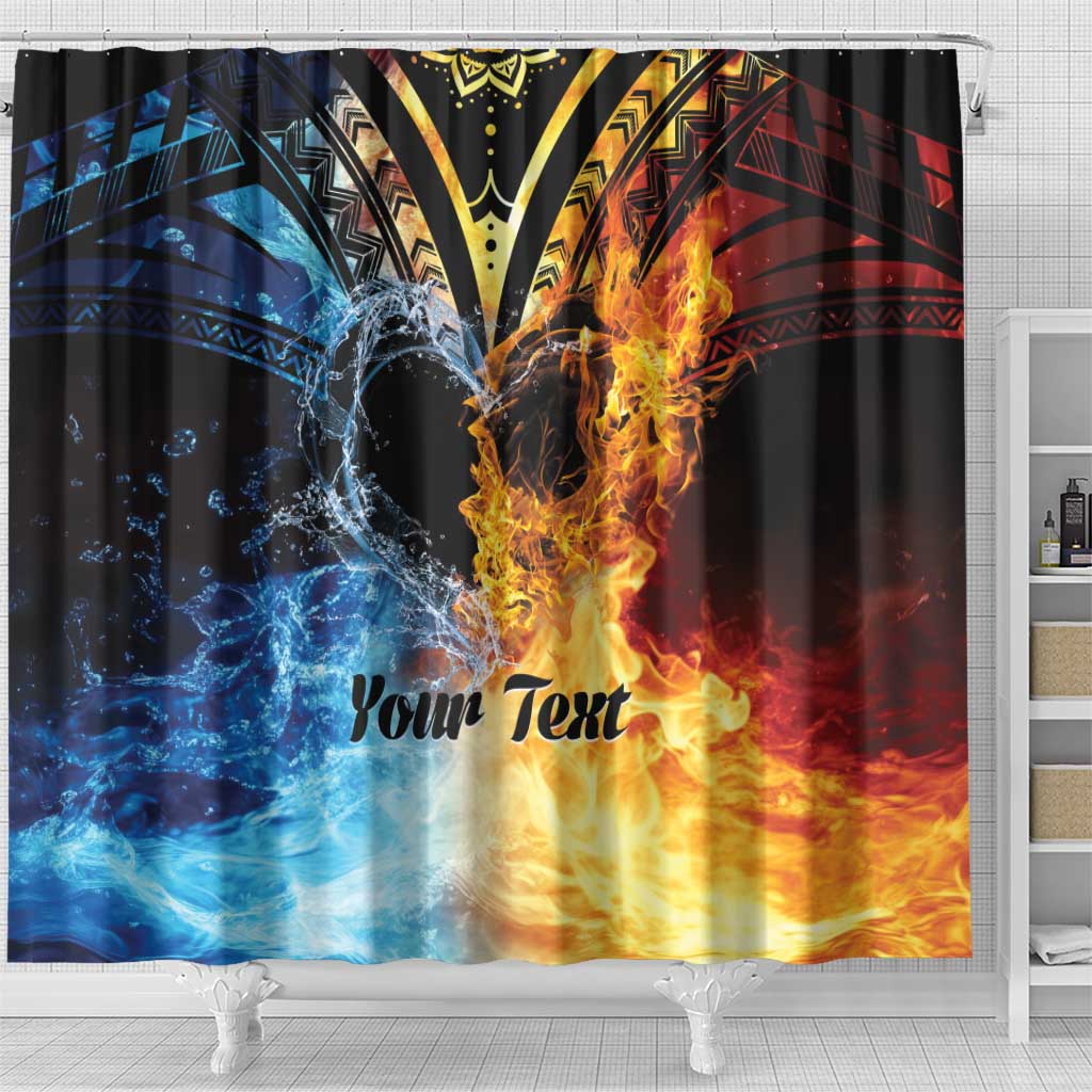Personalised Polynesian Heart In Fire And Water Shower Curtain Romantic Elements