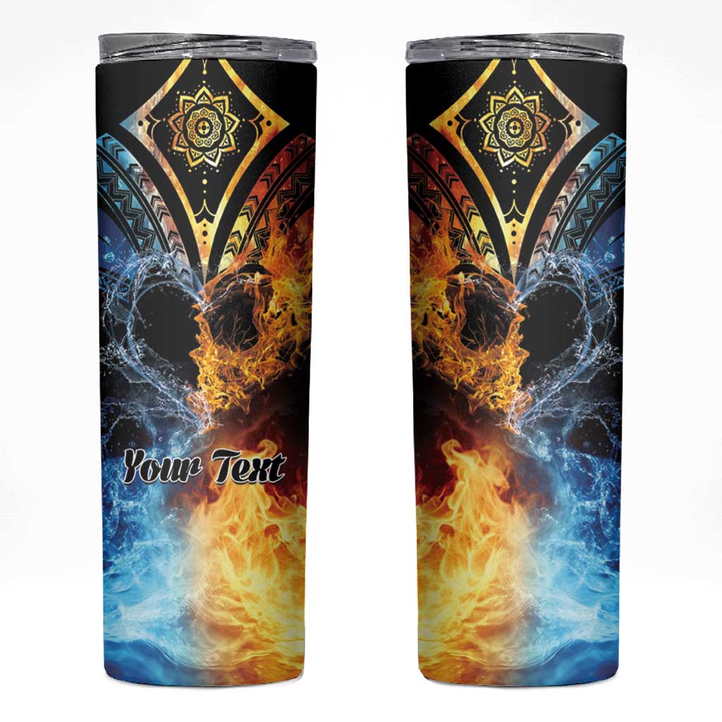 Personalised Polynesian Heart In Fire And Water Skinny Tumbler Romantic Elements