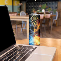 Personalised Polynesian Heart In Fire And Water Skinny Tumbler Romantic Elements