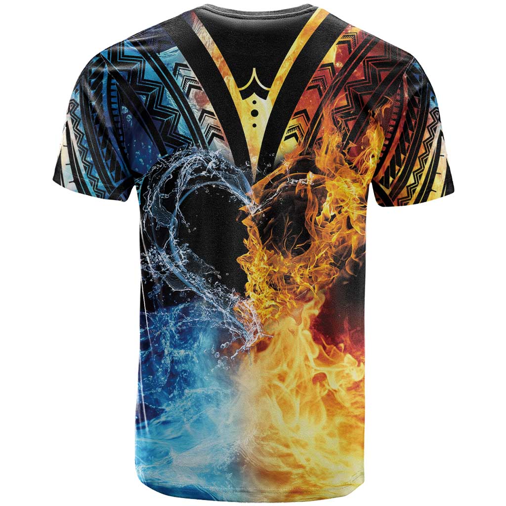 Personalised Polynesian Heart In Fire And Water T Shirt Romantic Elements