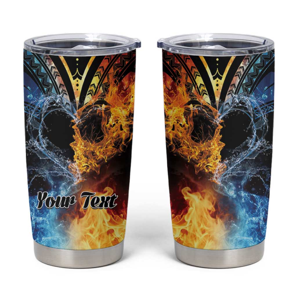 Personalised Polynesian Heart In Fire And Water Tumbler Cup Romantic Elements LT01 Colorful - Polynesian Pride