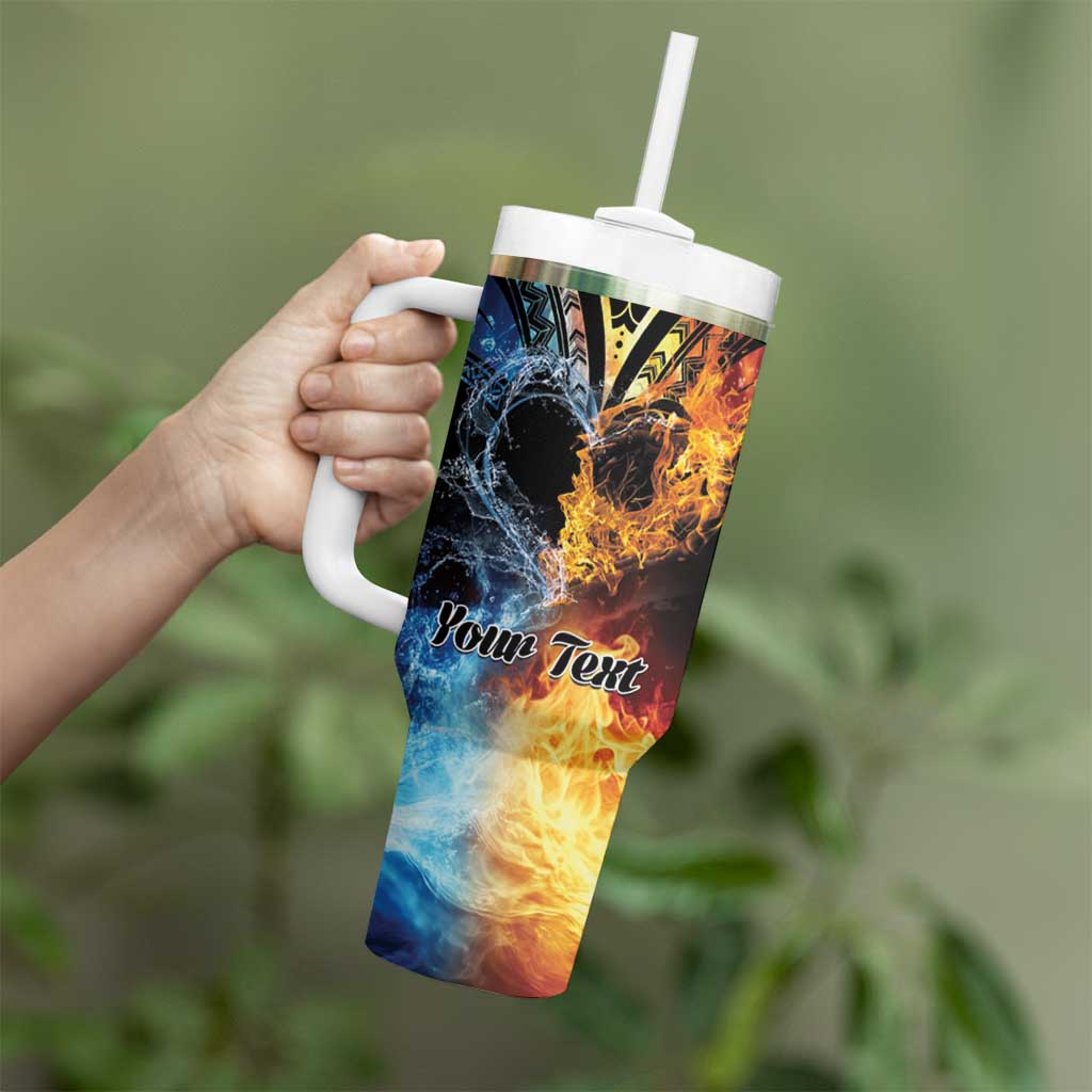 Personalised Polynesian Heart In Fire And Water Tumbler With Handle Romantic Elements LT01 - Polynesian Pride